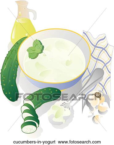 Cucumbers in Yogurt View Large Illustration Stock Illustration - Cucumbers in Yogurt. Fotosearch