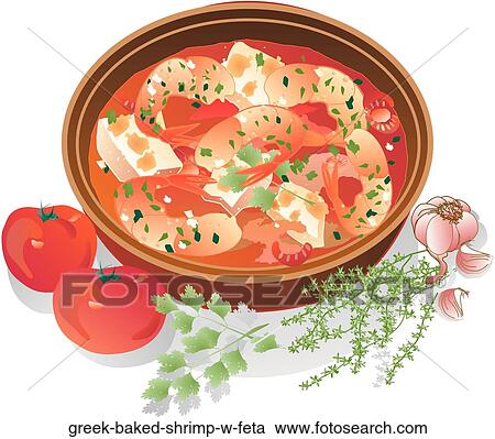 Clipart - Greek Baked Shrimp w. Feta. Fotosearch