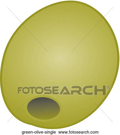 Green Olive Single View Large Illustration Clip Art - Green Olive Single. Fotosearch