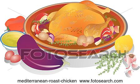 Stock Illustration - Mediterranean Roast Chicken. Fotosearch