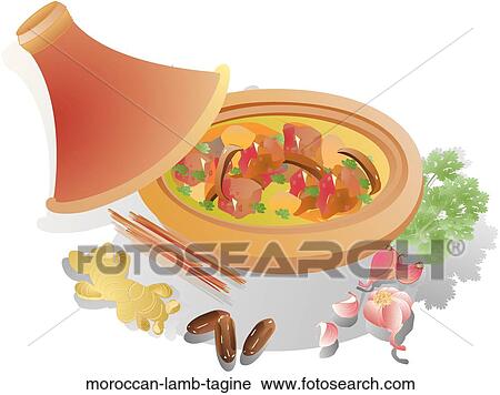 Moroccan Lamb Tagine View Large Illustration Clip Art - Moroccan Lamb Tagine . Fotosearch
