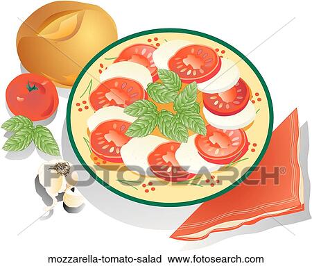 Mozzarella & Tomato Salad View Large Illustration Clip Art - Mozzarella & Tomato Salad. Fotosearch