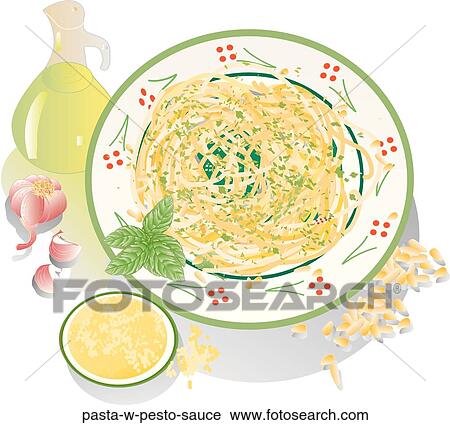 Clip Art - Pasta w. Pesto Sauce. Fotosearch
