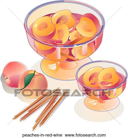 Peaches in Red Wine View Large Illustration Clip Art - Peaches in Red Wine. Fotosearch