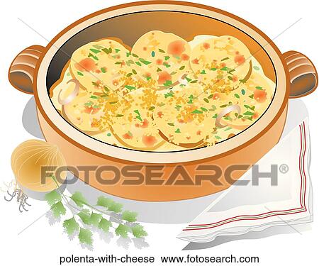 Clip Art - Polenta with Cheese. Fotosearch