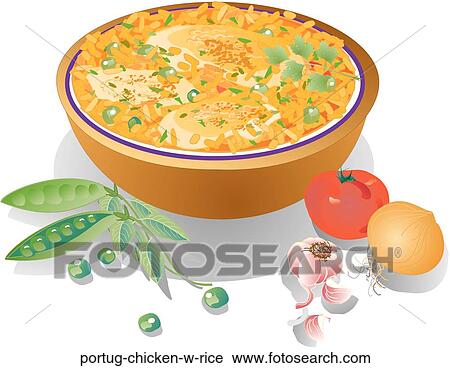 Portug. Chicken w. Rice View Large Illustration Clip Art - Portug. Chicken w. Rice. Fotosearch