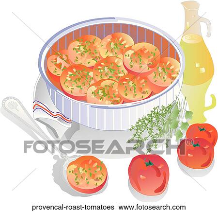Stock Illustration - Provencal Roast Tomatoes . Fotosearch