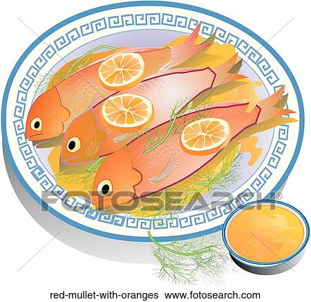 Stock Illustration - Red Mullet with Oranges . Fotosearch