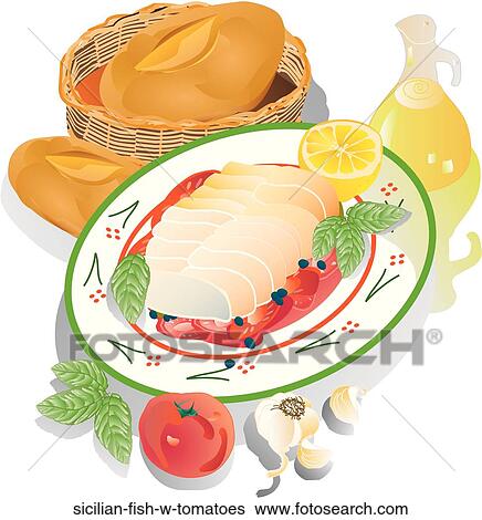 Sicilian Fish w. Tomatoes View Large Illustration Stock Illustration - Sicilian Fish w. Tomatoes . Fotosearch