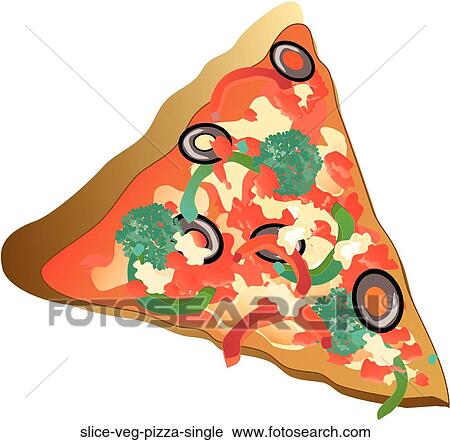 Slice Veg Pizza Single View Large Illustration Clip Art - Slice Veg Pizza Single . Fotosearch