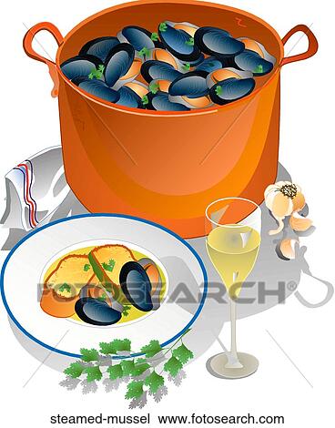 Steamed Mussel View Large Illustration Drawing - Steamed Mussel . Fotosearch