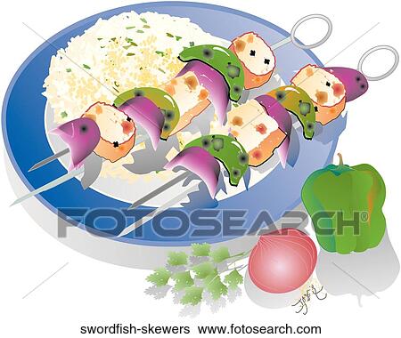 Stock Illustration - Swordfish Skewers . Fotosearch