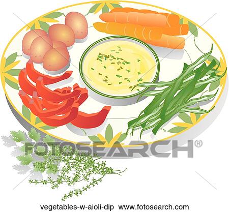 Stock Illustration - Vegetables w. Aioli Dip . Fotosearch