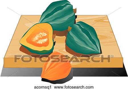 Acorn Squash-Composition View Large Illustration Clip Art - Acorn Squash-Composition. Fotosearch