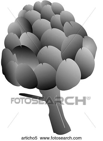 Stock Illustration - Artichokes-One B&W. Fotosearch