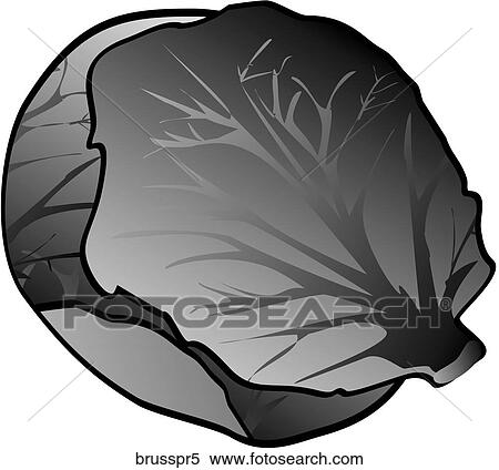 Brussel Sprouts-One B&W View Large Illustration Stock Illustration - Brussel Sprouts-One B&W. Fotosearch