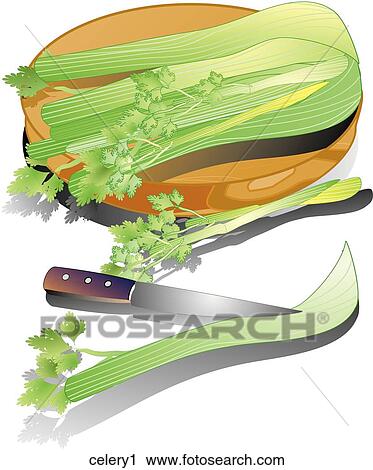 Celery-Composition View Large Illustration Clip Art - Celery-Composition. Fotosearch