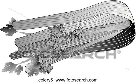 Celery-One B&W View Large Illustration Stock Illustration - Celery-One B&W. Fotosearch