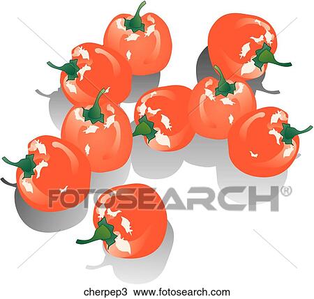 Cherry Peppers-Shadows View Large Illustration Drawing - Cherry Peppers-Shadows. Fotosearch