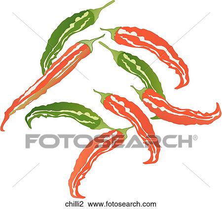 Drawing - Chilli Peppers. Fotosearch
