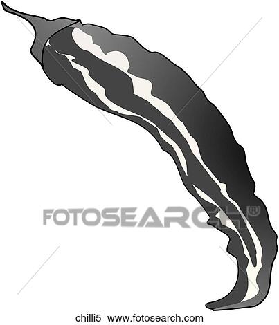 Stock Illustration - Chilli Peppers-One B&W. Fotosearch