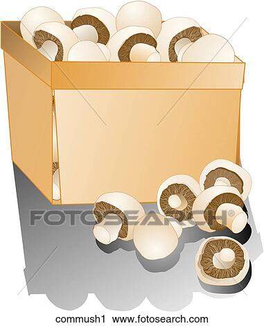 Commercial Mushrooms-Composition View Large Illustration Clip Art - Commercial Mushrooms-Composition. Fotosearch