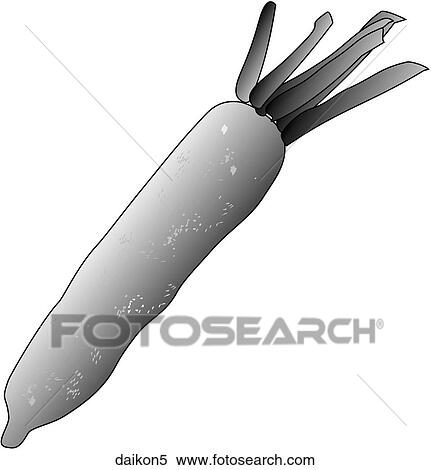 Daikon-One B&W View Large Illustration Stock Illustration - Daikon-One B&W. Fotosearch