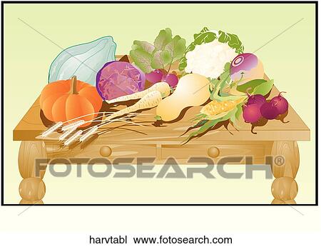 Drawing - Harvest Table-Composition. Fotosearch