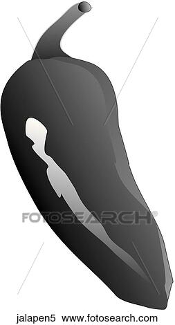 Stock Illustration - Jalapeno Peppers-One B&W. Fotosearch