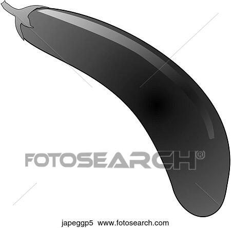 Stock Illustration - Japanese Eggplant-One B&W. Fotosearch