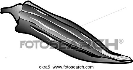 Stock Illustration - Okra-One B&W. Fotosearch