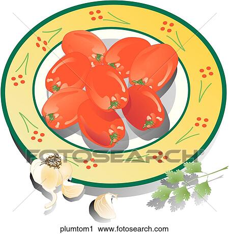 Plum Tomatoes-Composition View Large Illustration Clip Art - Plum Tomatoes-Composition. Fotosearch