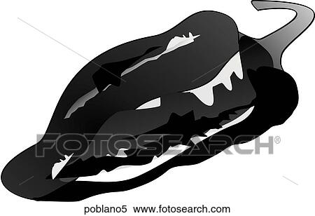 Stock Illustration - Poblano Peppers-One B&W. Fotosearch