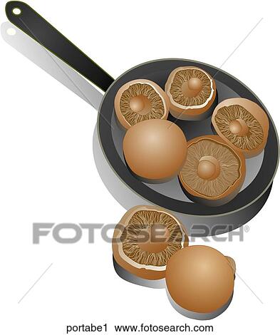 Portabella Mushrooms-Composition View Large Illustration Clip Art - Portabella Mushrooms-Composition. Fotosearch