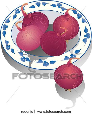 Clip Art - Red Onions-Composition. Fotosearch