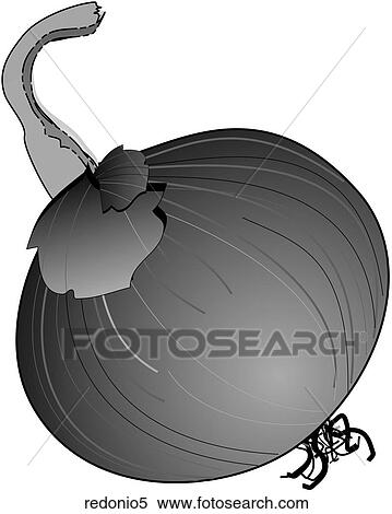 Stock Illustration - Red Onions-One B&W. Fotosearch