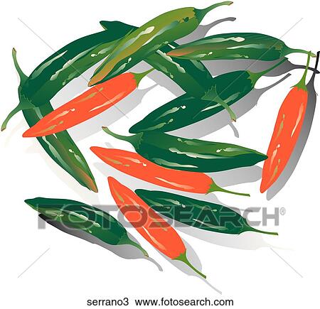 Drawing - Serrano Peppers-Shadows. Fotosearch