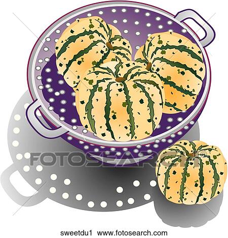 Sweet Dumpling Squash-Composition View Large Illustration Clip Art - Sweet Dumpling Squash-Composition. Fotosearch