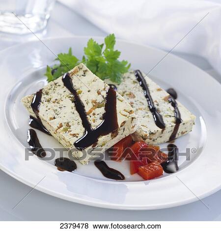 Balsamic vinegar on tofu in plate View Large Photo Image Stock Photo - Balsamic vinegar on tofu in plate . Fotosearch
