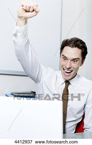 Businessman cheering View Large Photo Image Stock Photo - Businessman cheering . Fotosearch