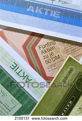 Stock Image - Close-up of German stock market sheets . Fotosearch