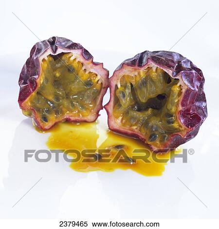 Close-up of passion fruit halves View Large Photo Image Stock Photography - Close-up of passion fruit halves . Fotosearch