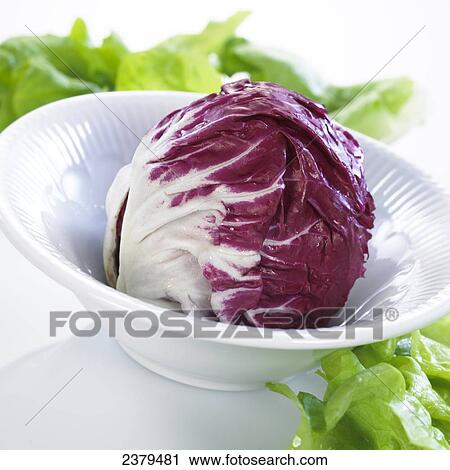 Stock Image - Close-up of radicchio in bowl . Fotosearch