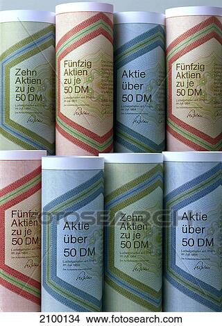 Close-up of rolled German stock market sheets View Large Photo Image Picture - Close-up of rolled German stock market sheets . Fotosearch