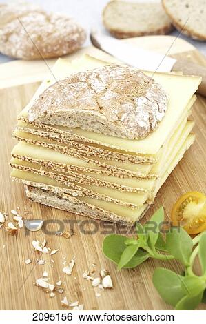 Stock Photograph - Close-up of stack of cheese sandwich . Fotosearch