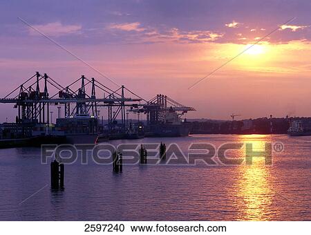 Cranes at harbor View Large Photo Image Stock Image - Cranes at harbor . Fotosearch