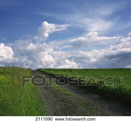 Dirt road running through landscape View Large Photo Image Stock Image - Dirt road running through landscape . Fotosearch