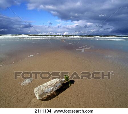 Empty bottle on beach View Large Photo Image Picture - Empty bottle on beach . Fotosearch
