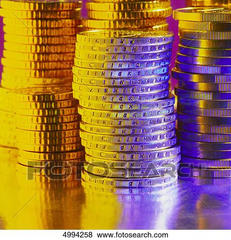 European coins in colored light View Large Photo Image Stock Photo - European coins in colored light . Fotosearch