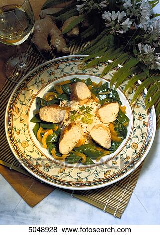 fillet of pork with green pepper and rice View Large Photo Image Stock Photo - fillet of pork with green pepper and rice . Fotosearch